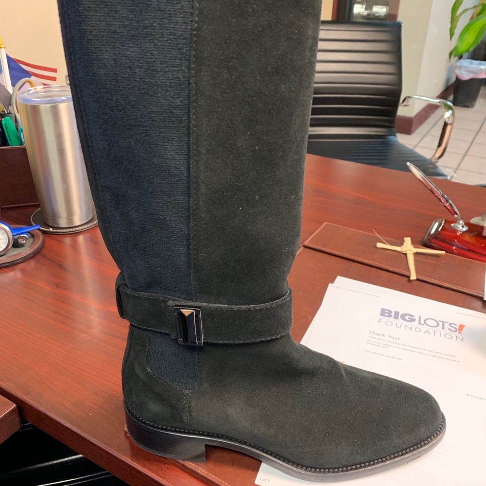Suede long black boots size 6